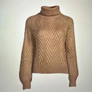 New Cliche women’s chevron turtleneck sweater Camel size Small